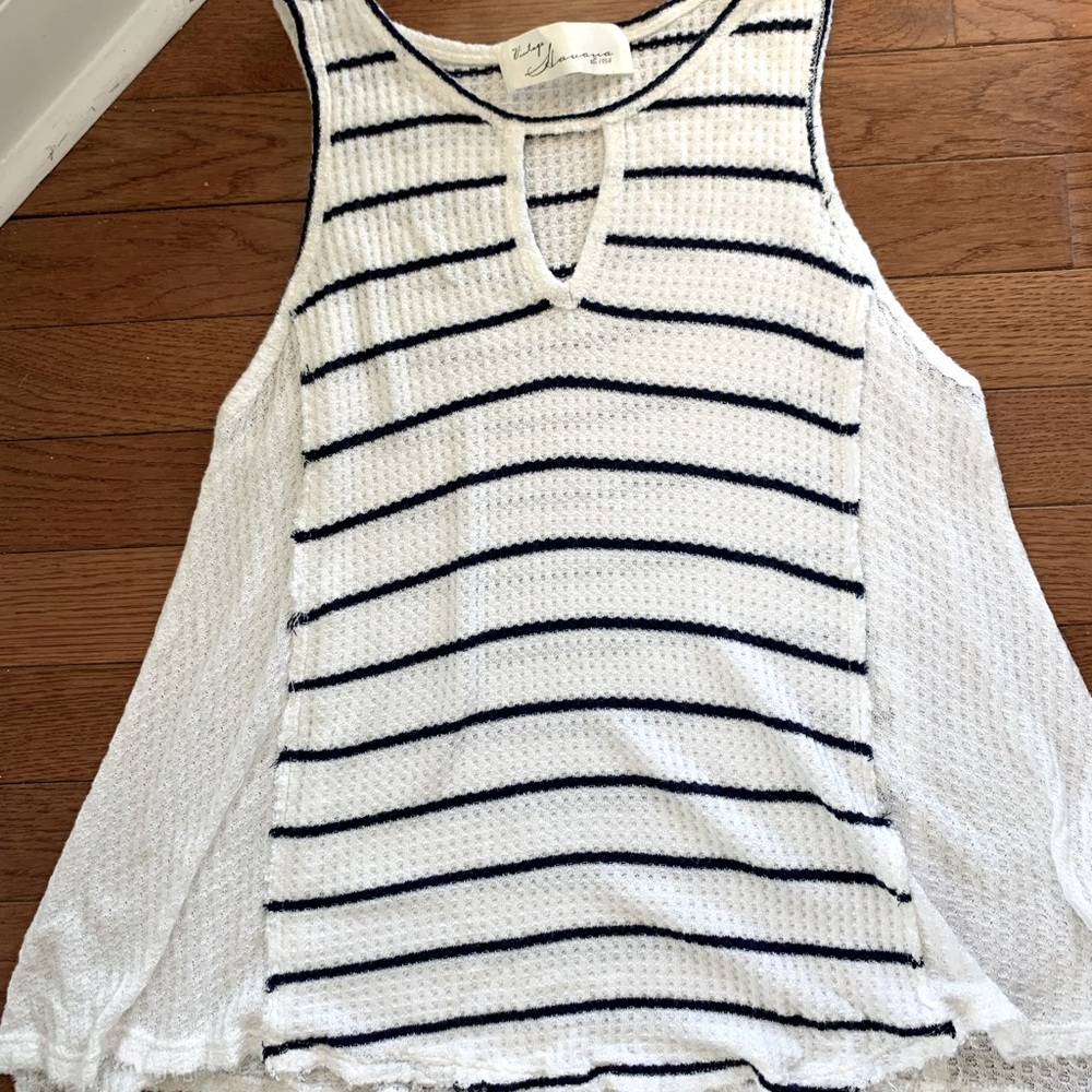 Small blue and white striped Vintage Havana tank top